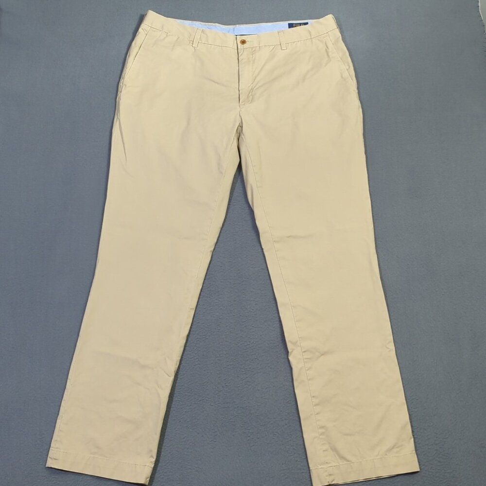 Polo Ralph Lauren Pants Mens 38x34 Beige Classic Fit Cotton Slash Pockets Preppy